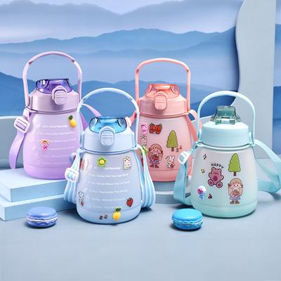 Large Capacity Dual-Drink Dual-Use Plastic Cup Summer Male and Female Portable Creative Straw Cup Student with Rope Handle Big Belly Cup