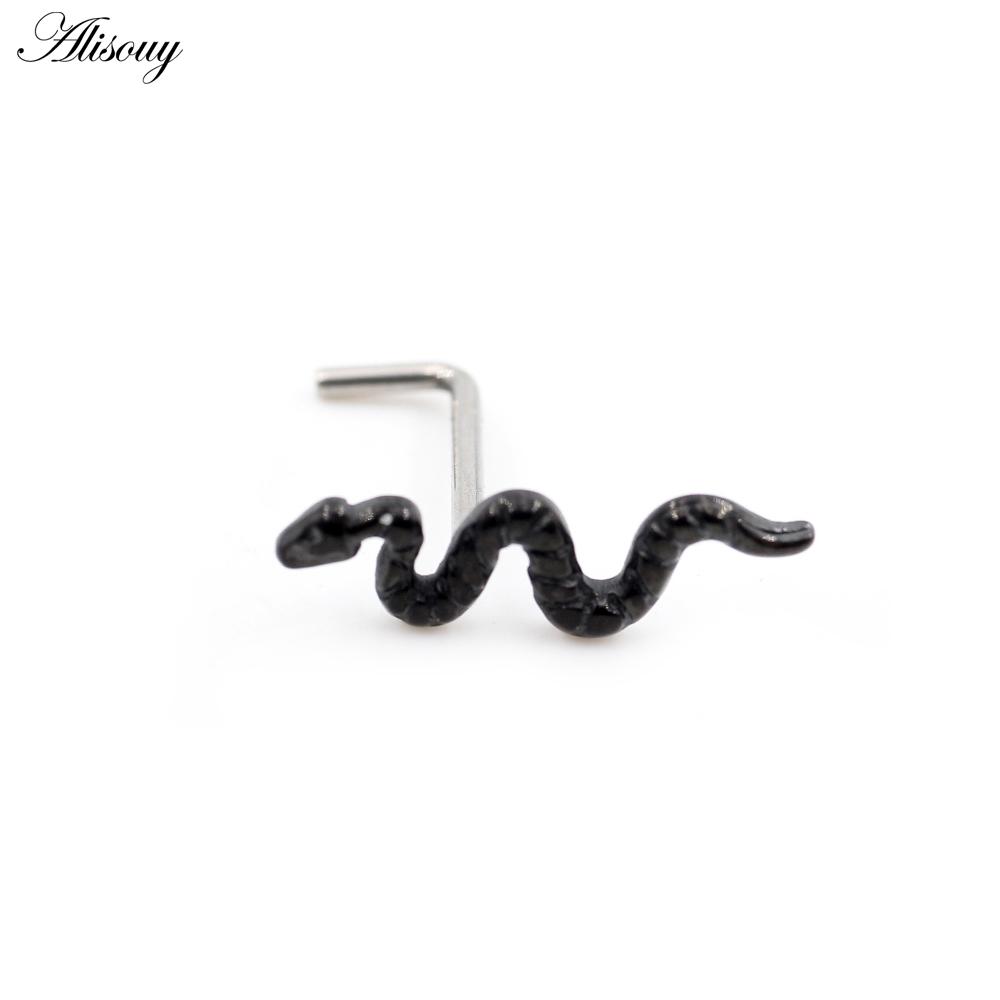 Alisouy 1 pièce G23 titane sans filetage torsadé serpent nez anneaux piercing oreille septum daith captif tragus clous d'oreilles bijoux de corps