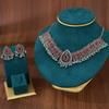 Water Drop Pendant Necklace And Earrings Set With Rhinestones For Women