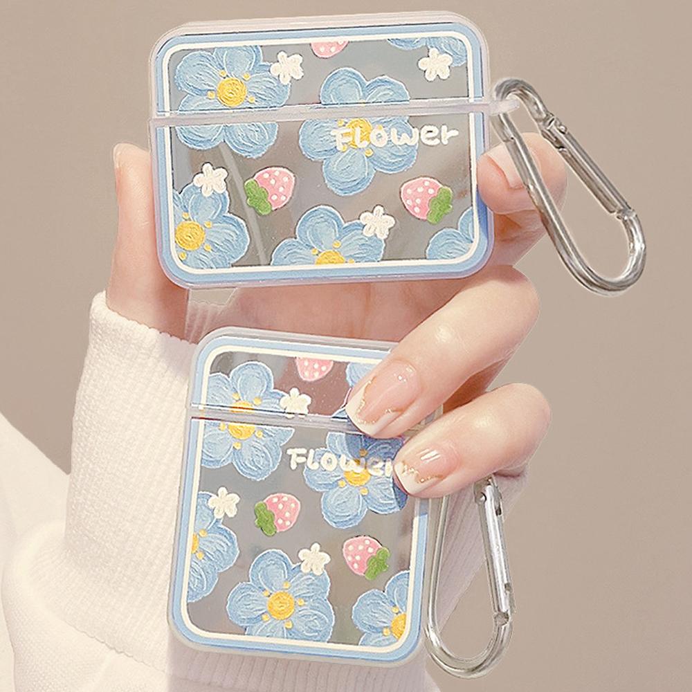 Funda para auriculares Apple Airpod Pro con gancho de silicona suave y flor de fresa, funda bonita para Air Pod 3, 2 y 1