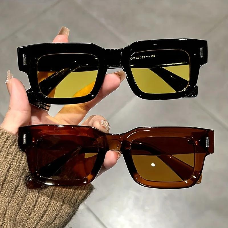 Retro Small Rectangle Punk Sunglasses for Women Men Vintage Fashion Travel Shades Ins Brand Design