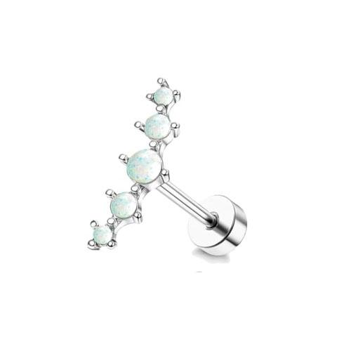 Drperfect Cartilage Earring Stainless Steel Helix Opal CZ Stud Earrings for Women Butterfly Flat Back Cartilage Piercing Jewelry