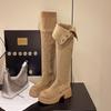 6300-1 Huiliya High-heeled Knee Boots Children's Long Boots Thick-soled Thick-heeled 2025 New Autumn and Winter Thin Tall Tube