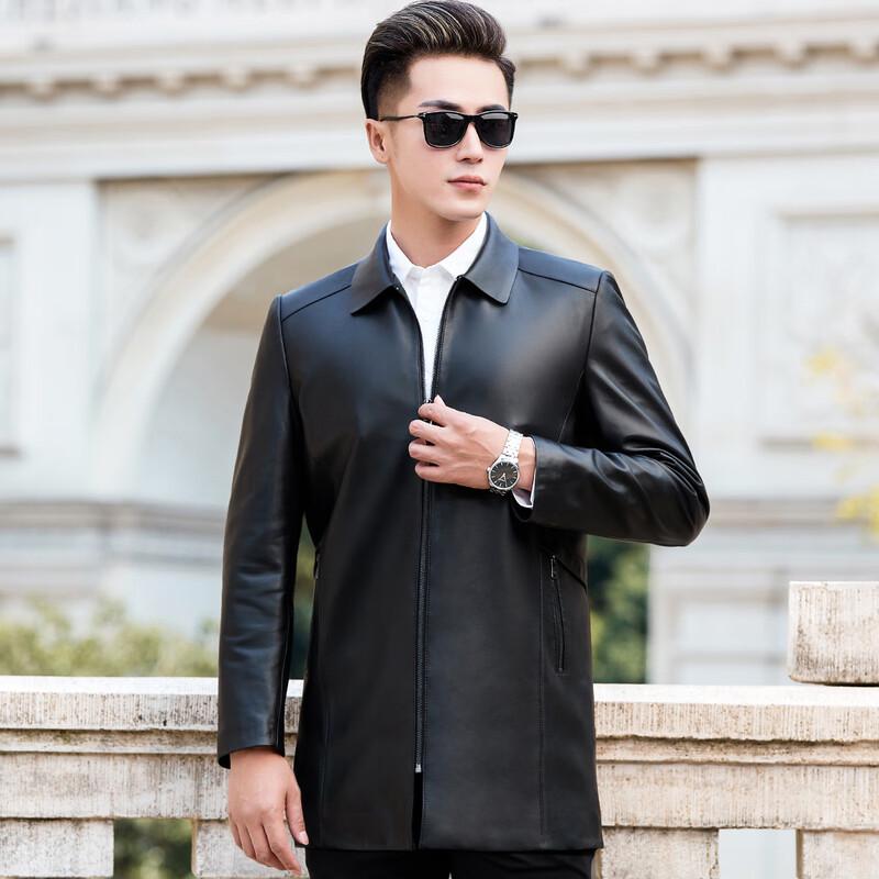 Futing Men's Business Casual Sheepskin Leather Jacket