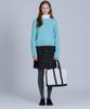 BASIC HOUSE Women'S Cable Round Neck Crop Knit Mint Lykt7201