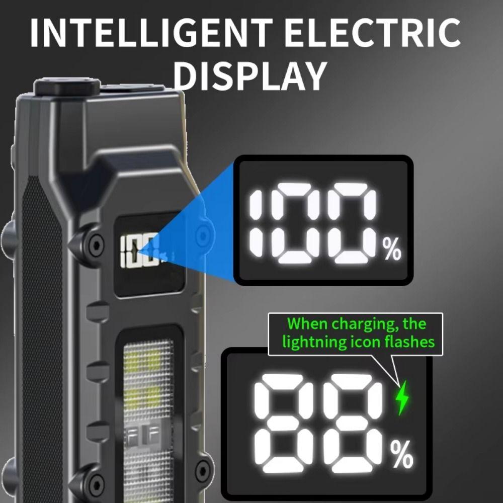 Digital Display LED Ultra-thin Flashlight 1100 Lumens IPX4 Waterproof Slim Pocket Flashlight Double Switch Portable