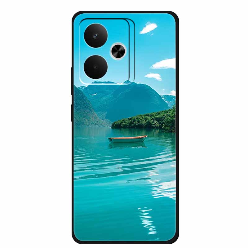 Phone Case For Realme GT 7T Case Flowers Soft Black Silicone Back Cover For Realme 14 5G 15 Pro GT7 Case Shockproof Coque Fundas