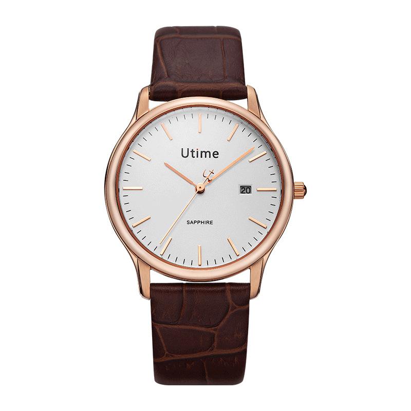 Utime High-End Leather Steel Case Men'S Watch Business Waterproof Belt Men'S Quartz Watch Men'S Watch