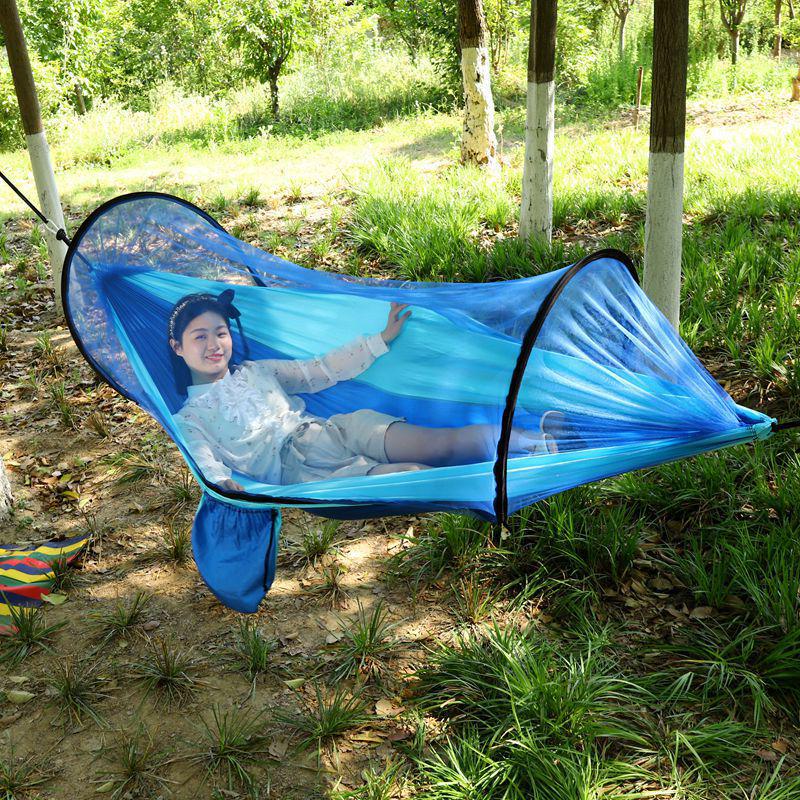 """Schnellöffnende Mückendichte Outdoor-Hängematte mit Netz - Einzel-/Doppel-, Kippsicher, Nylon"""
