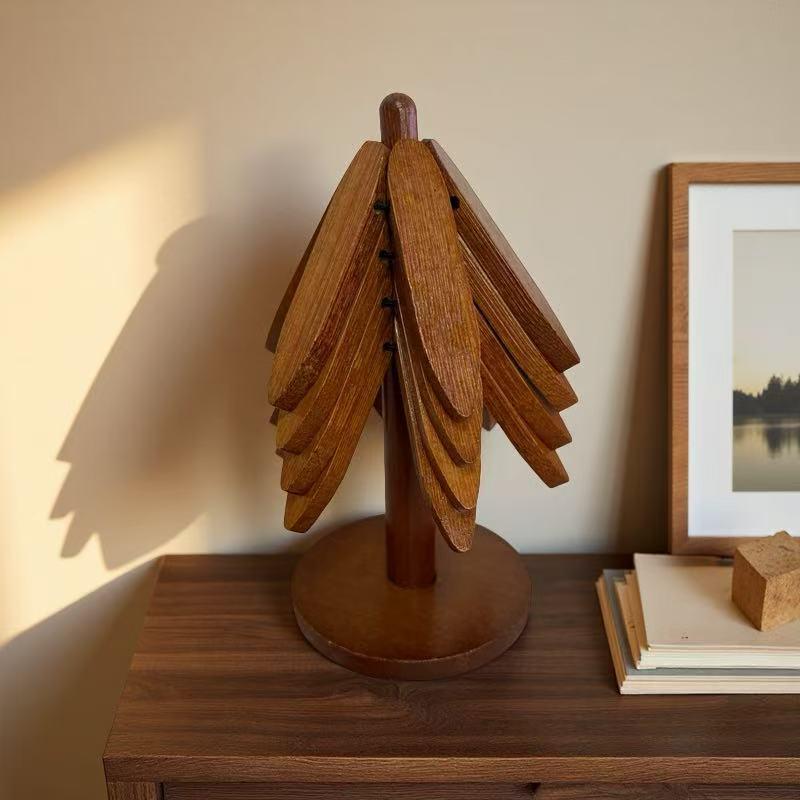 Black Walnut Heat-Resistant Coaster Set - Wooden Table Decoration, Anti-Scalding Insulation Pad.