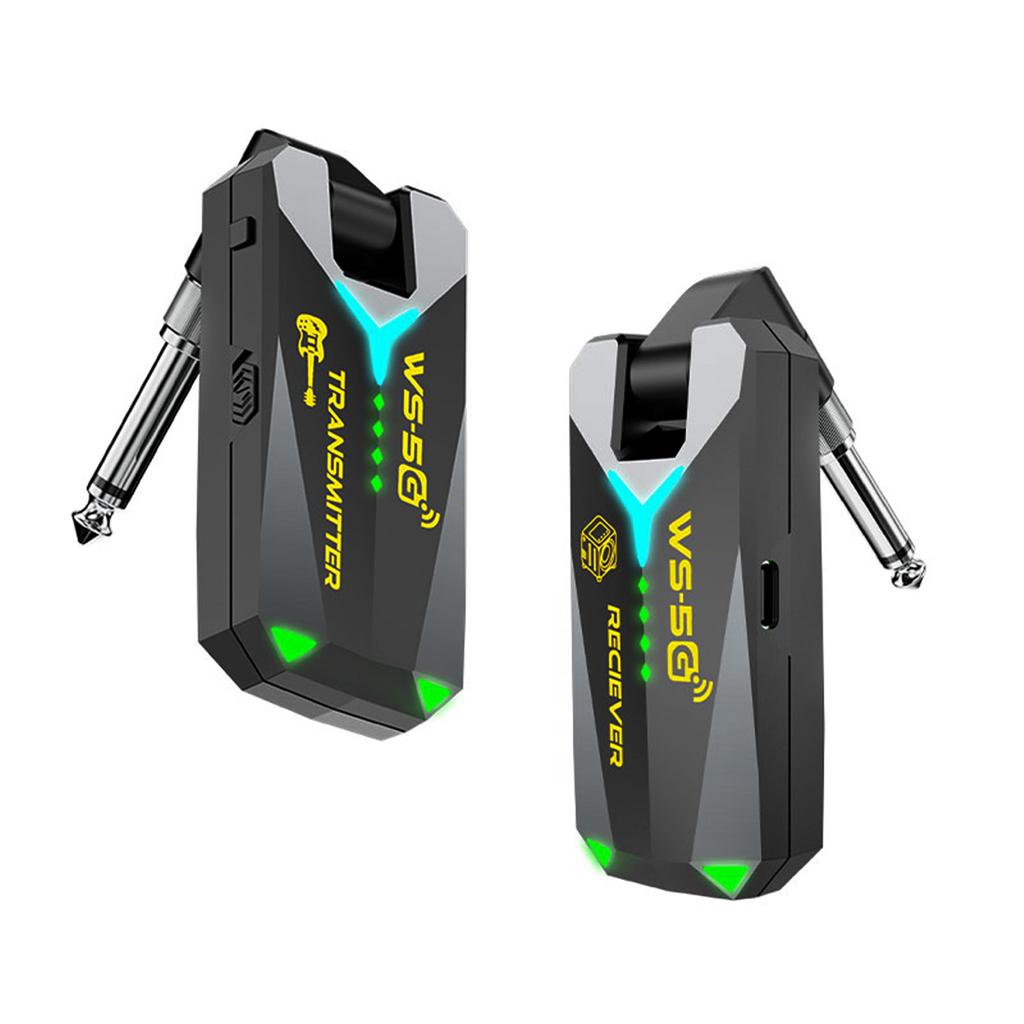 5.8G Wireless Guitar System Sound Transmitter Receiver Studio Sound 50m Range 5.5ms Low Latency Rechargeable 210 Degree