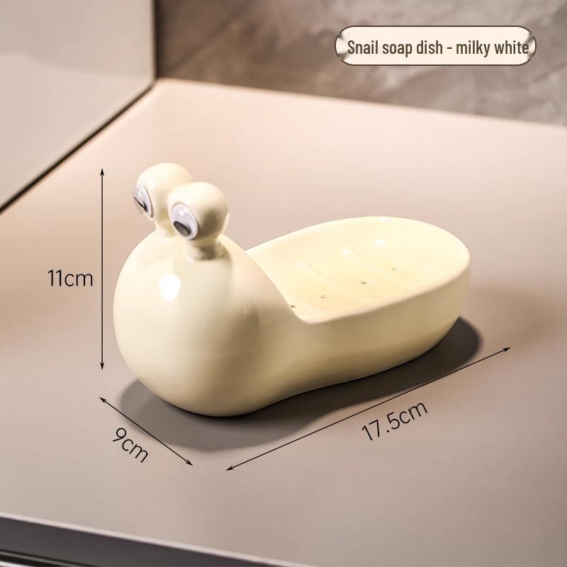 

Creative Snail Ceramic Soap Dish with Water Filter for Bathroom