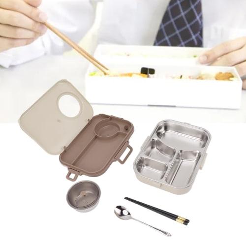 304 Stainless Steel Lunch Box, Insulated, Large Capacity, with Separate Soup Compartment, Compact and Portable, Ideal for Office or School (4 Compartm