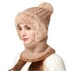 Solid Color 2in1 Scarf Hat Plush Balaclavas Hat Fashion Winter Cap Mask Set  Female Male