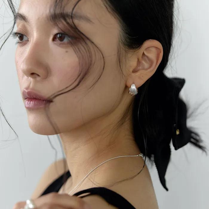 [silver 925] Stripe Hoop Earring