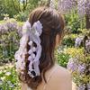 Sequin Tulle Bow Hair Clips Sweet Lolita Dress Hair Accessories Bell Orchid Ribbon Barrettes  Prom