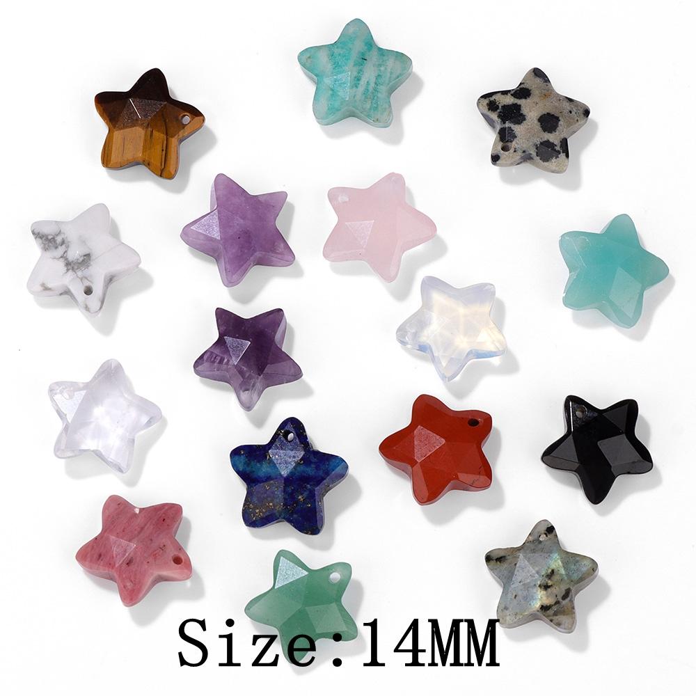5pcs Star Shape Charm Semi-Precious Stone Pendant Amazonite Aventurine Tiger Eye Amethysts Labradorite Gem Pendant Charm