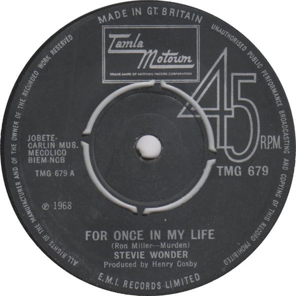 7inch Record STEVIE WONDER  For Once In My Life TMG679 Tamla Motown  UK SoulFunk Used