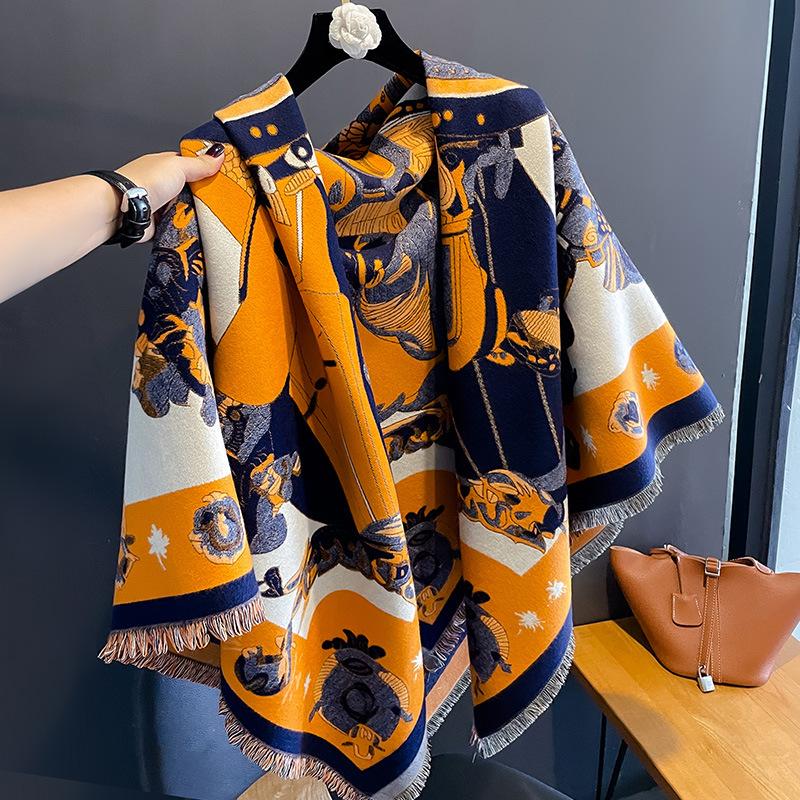 Winter Damen Schals Design Doppelseitiger Imitationskaschmir Großer quadratischer Schal Warmer Schal Stola Neu Bufanda Echarpe Decke