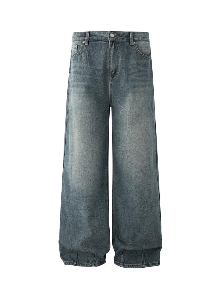 Washed Wide-leg Jeans Men's Autumn Cleanfit Straight Trousers Korean Commuter Style Wear