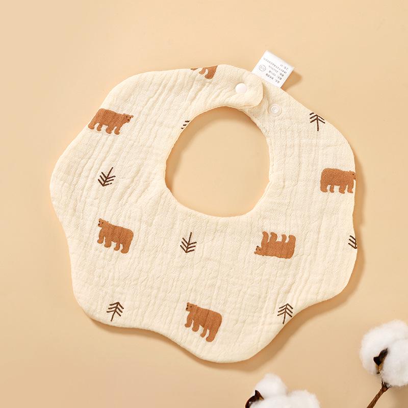 6-Layer Cotton Gauze Petal Baby Bib - 360° Newborn Anti-Spit-Up Towel for Summer