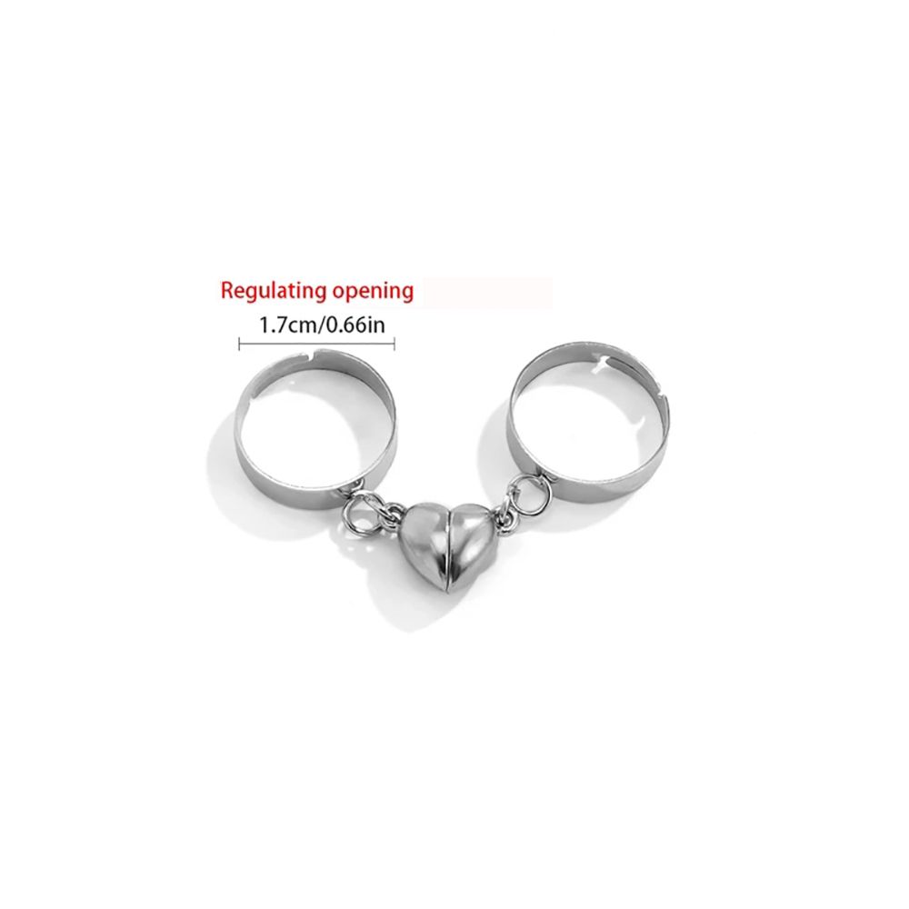 Kvinnelig jern mote smykker bryllup mannlig fingerringsett koreansk stil ring par åpen ring magnetisk hjertering