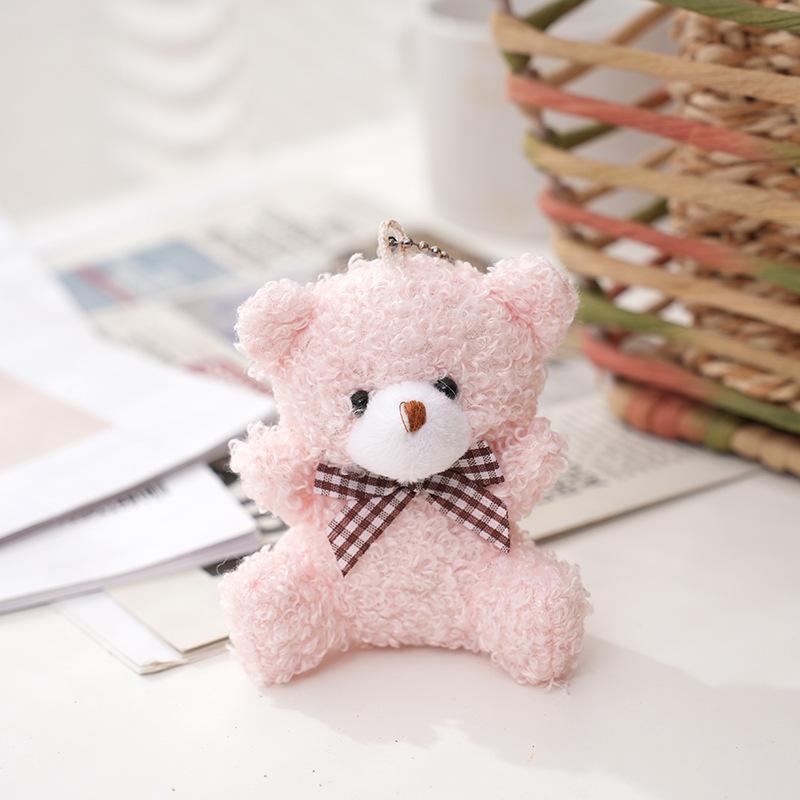 Bear Plush Doll Keychain with Bow Tie - Cute Bag Accessory