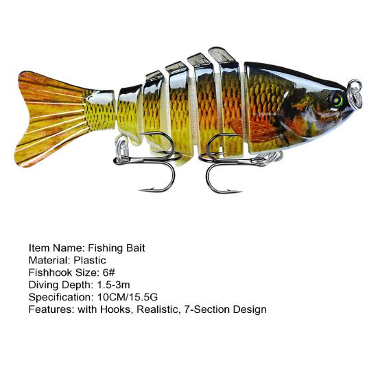 1/3/5 szt. 10 cm/15,5 g Bioniczna Wielostawowa Przynęta Wędkarska Długo Rzucana 7-Sekcyjna Swimbait Twarda Sztuczna Przynęta Akcesoria Wędkarskie Słodkowodne Słonowodne