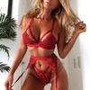 Lace Nightwear Garter Belt Thong Bra Set for Women Exquisite and Tempting