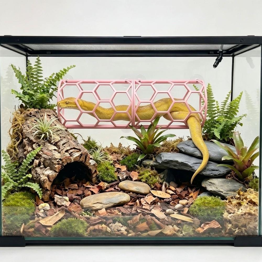 Plastic Reptile Climbing Shelf Honeycomb Design Lizard Toy Tunnel Reptile Hiding Cave Vivarium