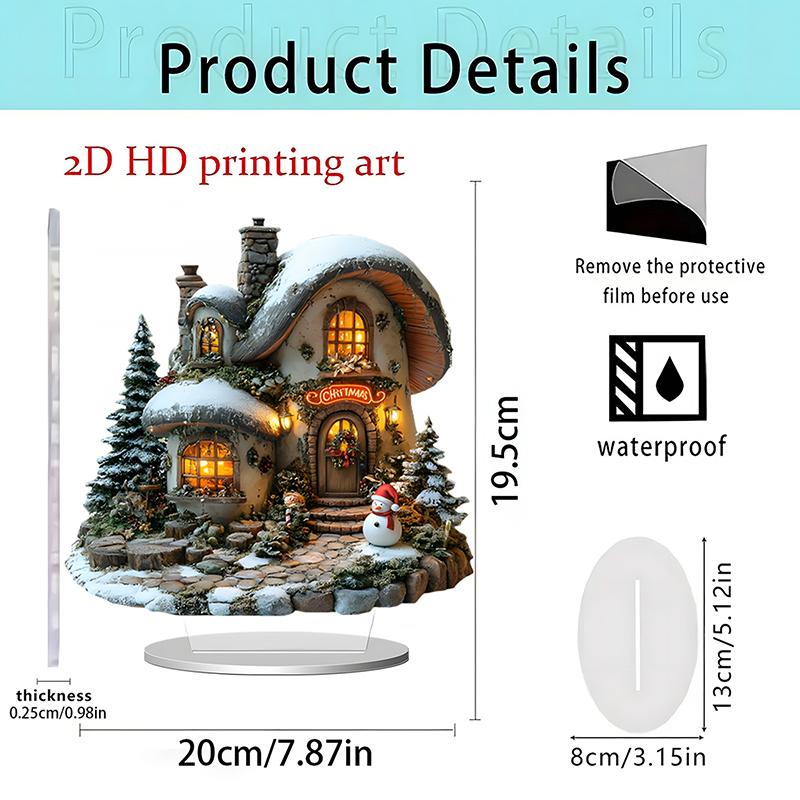 Christmas Reindeer Sleigh Santa Figurine 2D Acrylic Christmas Santa Claus On Sleigh With Reindeers Decorations Holiday Santa