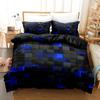 3pcs Blue Grid Print Bedding Sets Comfortable 3pcs Duvet Cover Set (1xDuvet Cover + 2xPillowcase Without Core)
