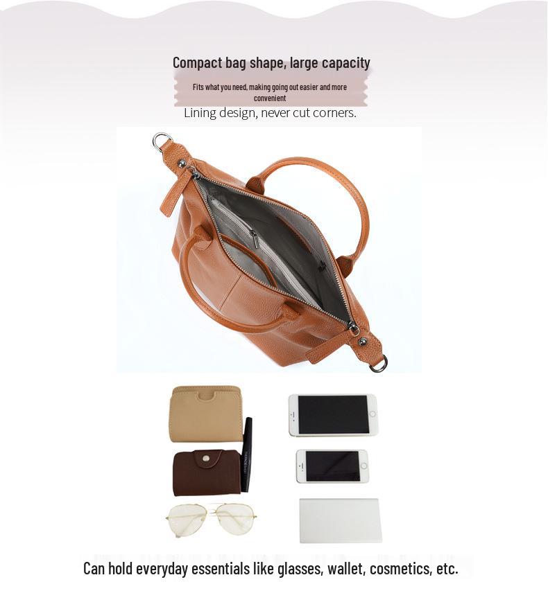 New Fashion Women's Genuine Leather Single Shoulder Crossbody Bag - Top Layer Cowhide Dumpling Design
