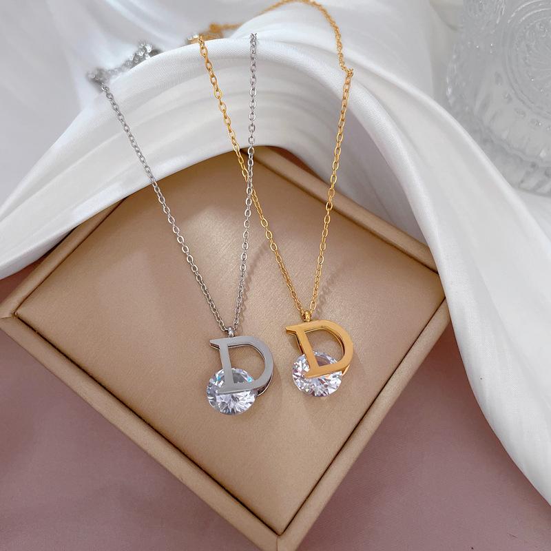 Light Luxury Minimalist Style D-Shaped Furnace Real Gold Necklace Female Collarbone Chain With Jewelry