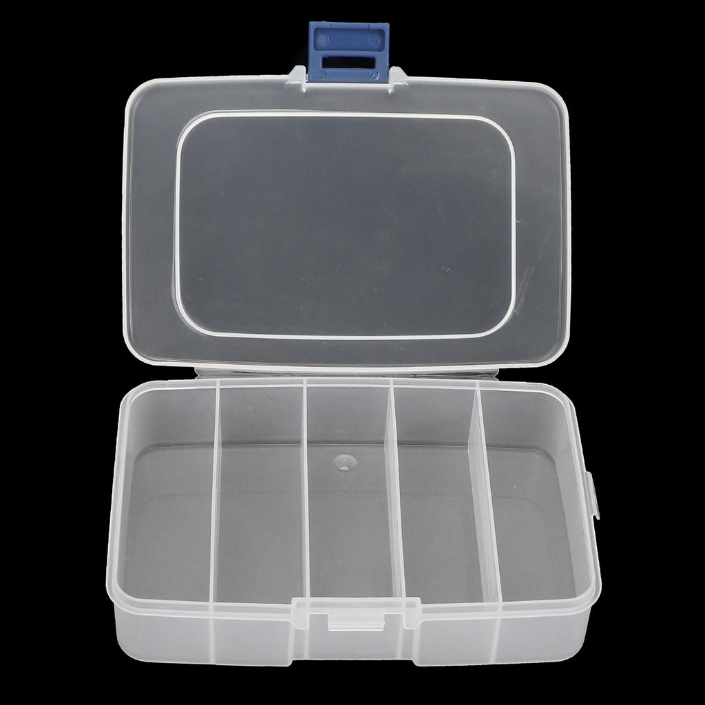 5 Grids Organizer Box Clear Visible Plastic Accessory Compartment Box Case for Jewelry Bead Storage