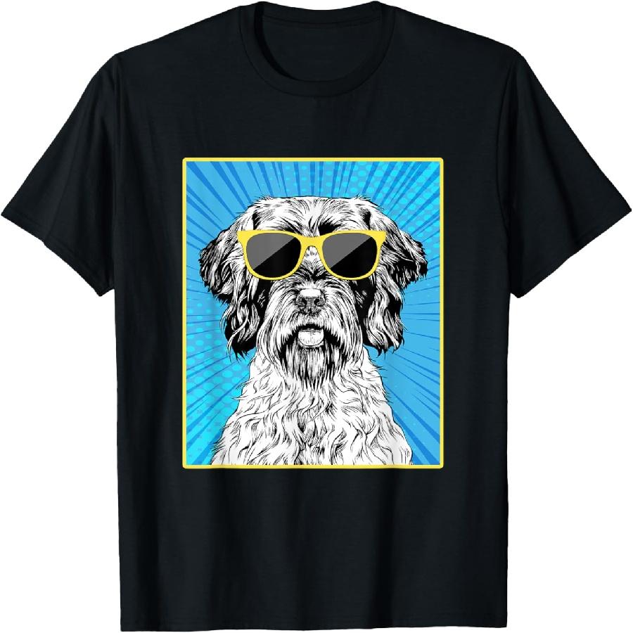 Wirehaired Pointing Griffon Portrait Pop Art Dog Sunglasses T-Shirt S