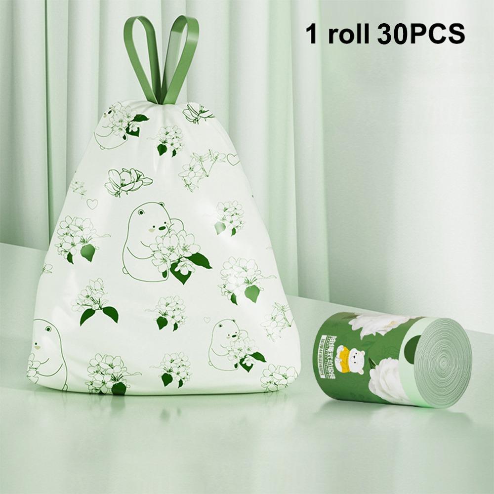 

30/50/100 шт./рулоны Утолщенный материал Мешок для мусора с завязками Ароматизированный камелией мешок Офисное использование 30pcs of 1 rolls