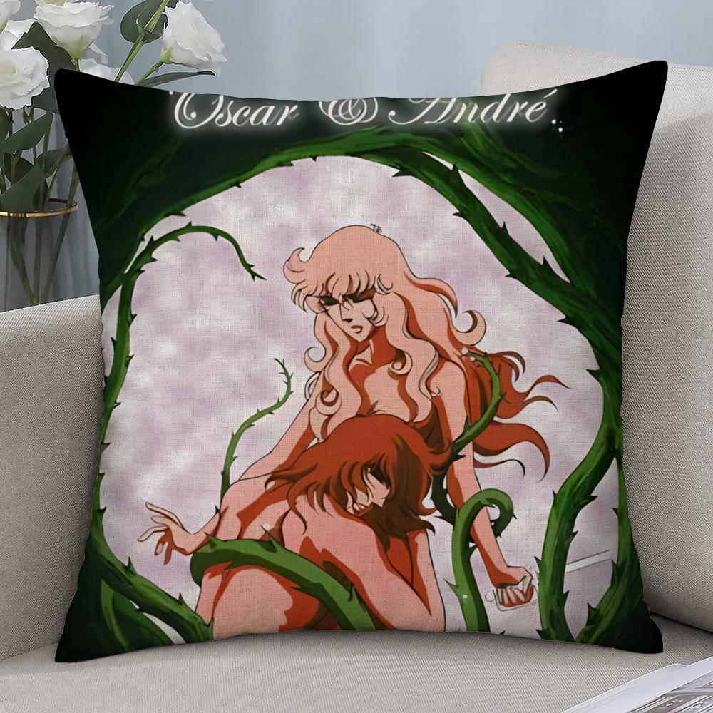 Anime The Rose of Versailles Lady Oscar Cushion Cover Cushion Covers Natural Linen Breathable Sofa Bedroom Decor Pillowcase