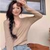 A Simple V-neck Long-sleeved Knitted Sweater for Women's Autumn and Winter, A Loose Base Layer That Looks Slimming and Is Versatile