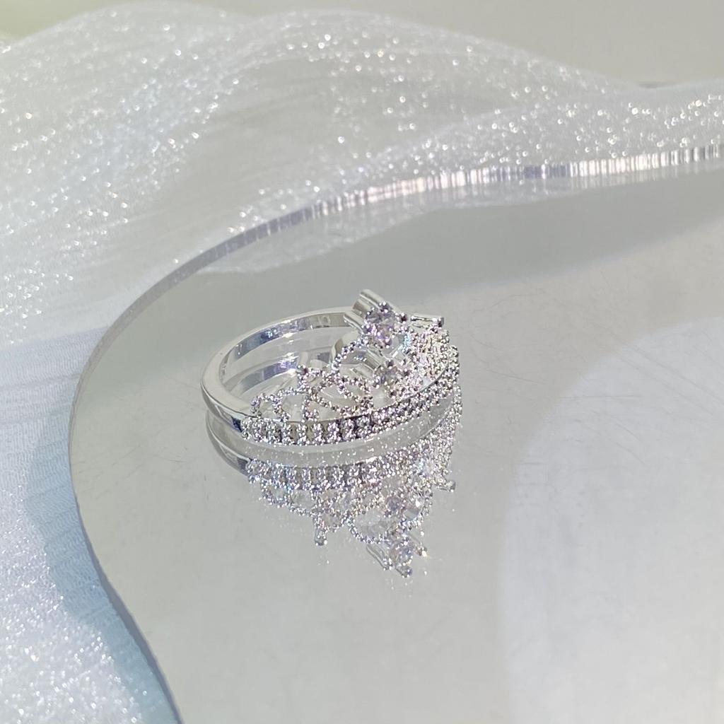 Fancy Crown Women Ring Best Anniversary Girl Gift Elegant Female Dance Party Trendy Jewelry Rings
