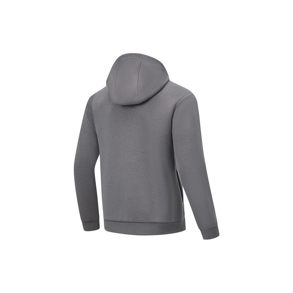 Li Ning Fitness Series Solid Color Hooded Cardigan Warm Sweatshirt Men sweatshirt Smoke-Gray AWDT797-3