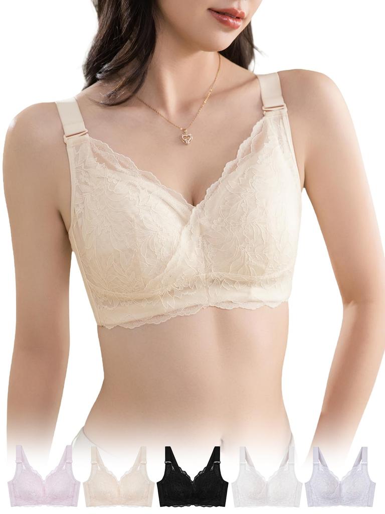 Bra and Slimming Prevents Full Cup Plus Wide Shoulder Wireless High Side Makes Breasts Look Smaller [veimia] Breast-Slimming [Stability Effect]