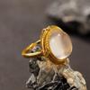 S925 Sterling Silver Natural Powder Crystal Colored Treasure Ring Women'S Medieval Retro Fashion Jewelry