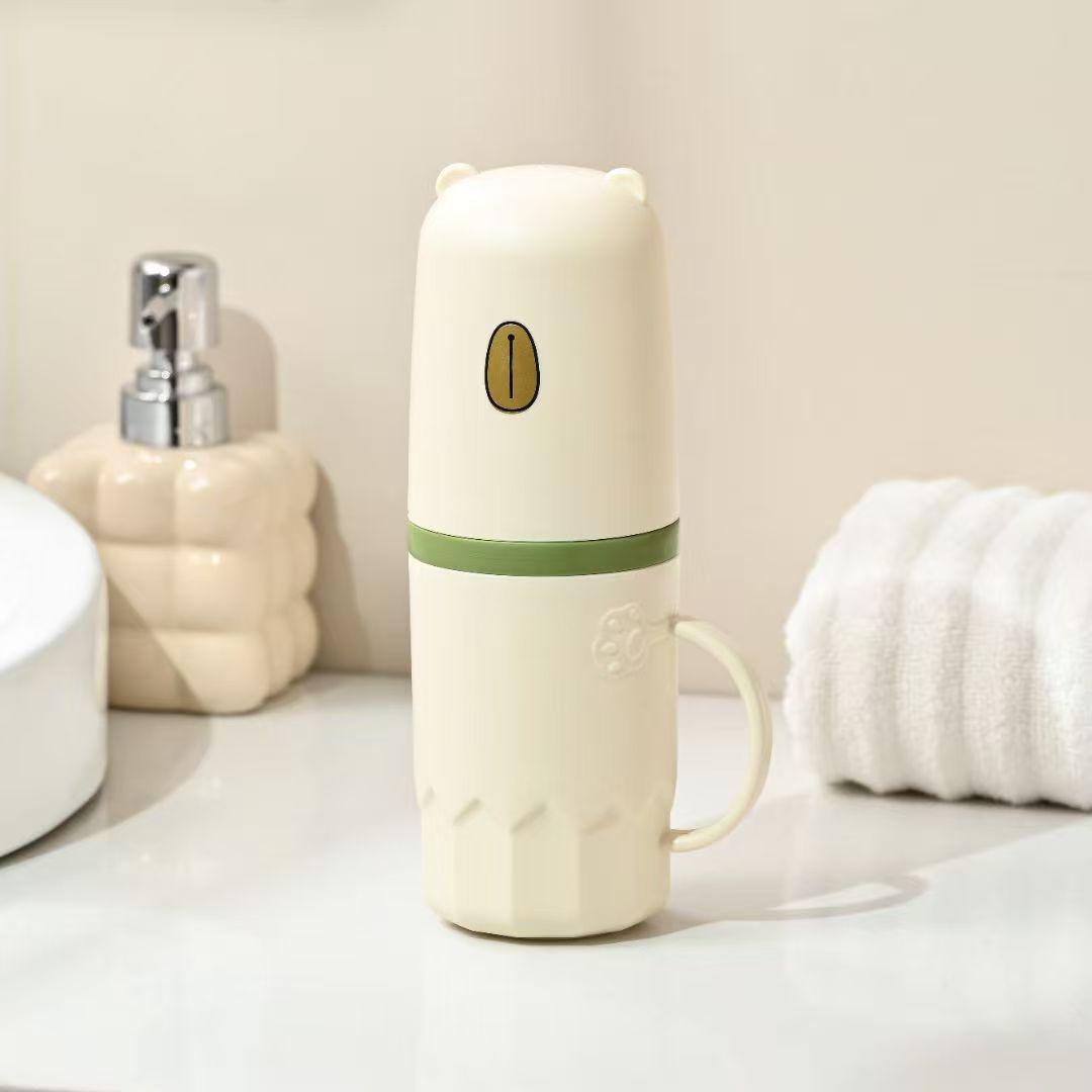 

Adorable Little Bear Portable Rinse Cup & Toothbrush Holder - Creative, Multi-functional for Home or Travel 300ml + 350ml бежевый