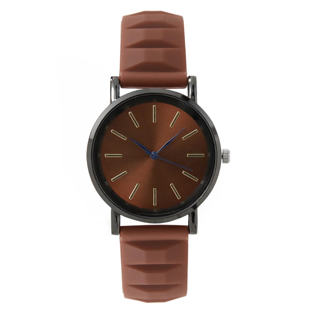 

Simple Blue Studs Ladies Dress Quartz Watch Fashion 2025 New Silicone Stripes Women Brands Clocks Wristwatches коричневый