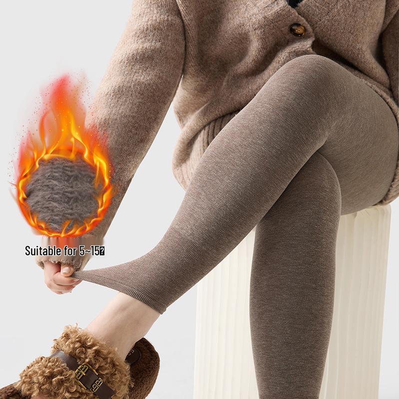 Plus Size Seamless Autumn/Winter Velvet Lined Tights for Women - Warm, Slimming Cotton Wool Base Layer Pants