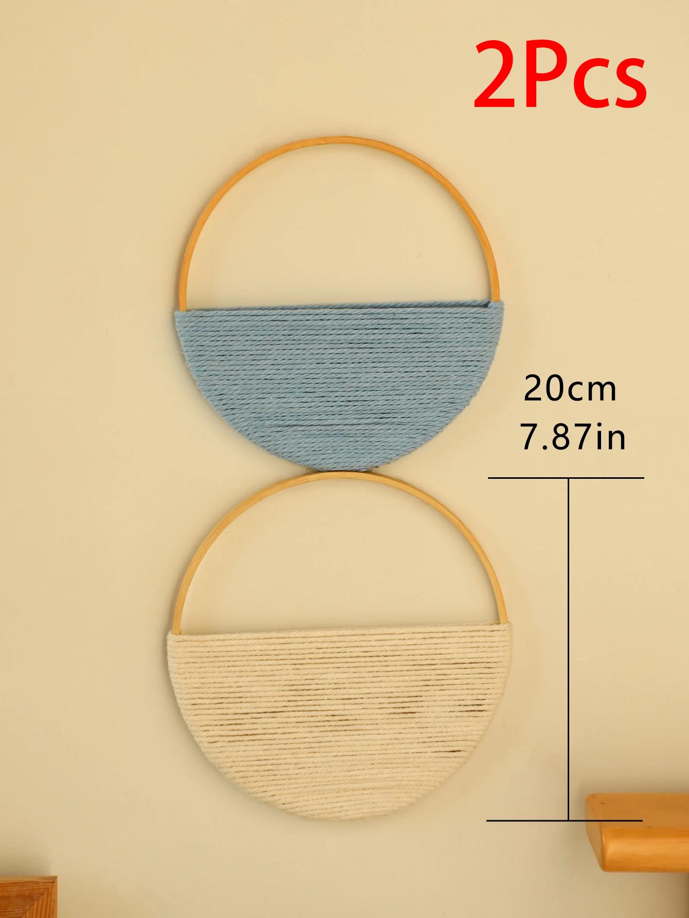 

2 Pcs Multi-color Hand Woven Art Wall Hanging Nordic Fashion Decor Boho Modern Home Decoration Wall Decor Study Decorations Gift