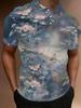 Men's Short-Sleeve Polo Shirt with Full-Body & Flower Print - Button-Up Lapel Collar, Lightweight Summer Casual Shirt Suitable for Beach Vacations,