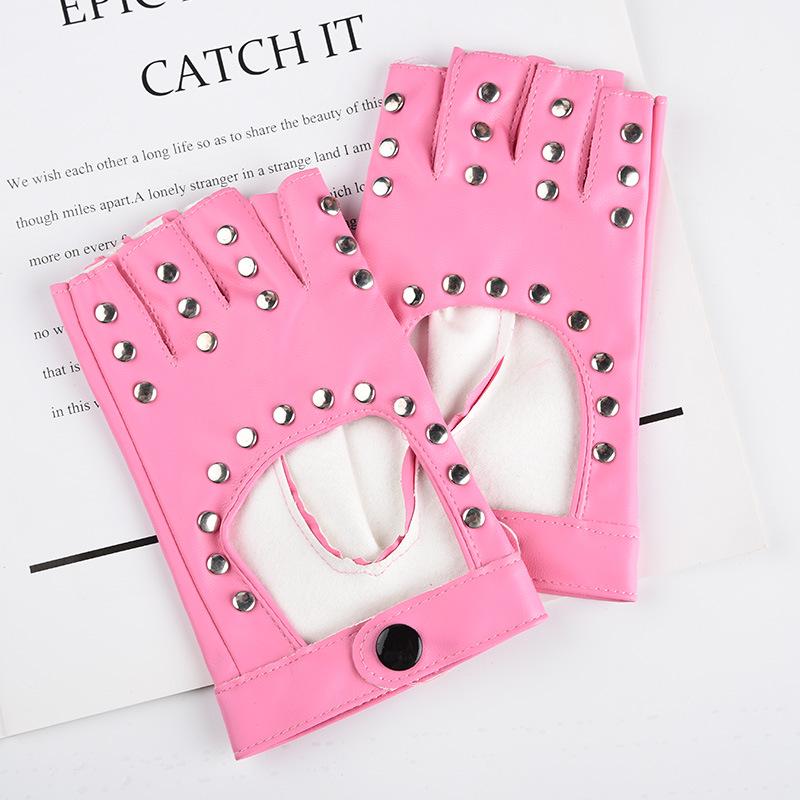 Unisex Fingerless Rivet Gloves for Street Dance, Breakdance, and Hip Hop Performances