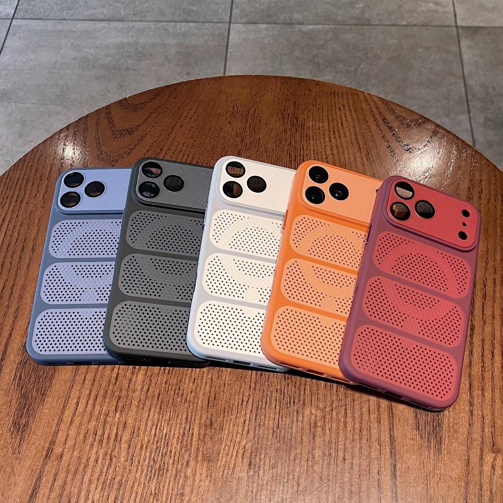 Summer Heat Dissipation for Magsafe Case for iPhone 17 16 15 13 12 Pro Max 14 Plus Ventilate Mesh Magnetic PC Lens Armor Cover